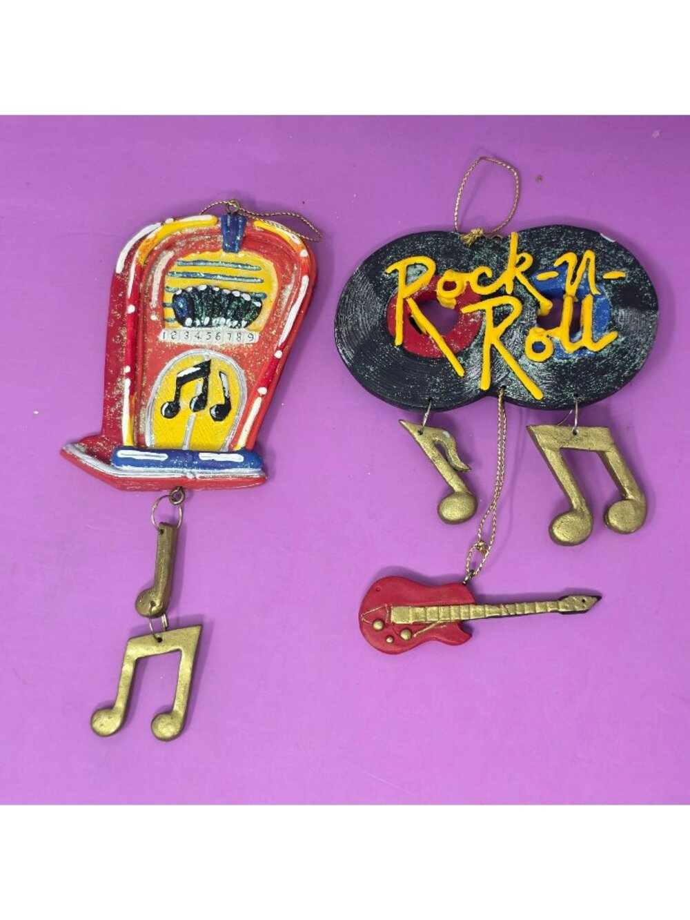 Retro Rock-N-Roll Jukebox Hanging Ornaments Musical Notes Guitar Kurt S. Adler